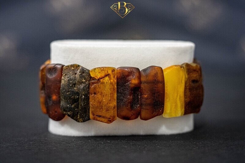 Multicolor Amber Bracelet Unpolished