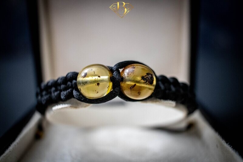 Insect Amber Macrame Bracelet Black