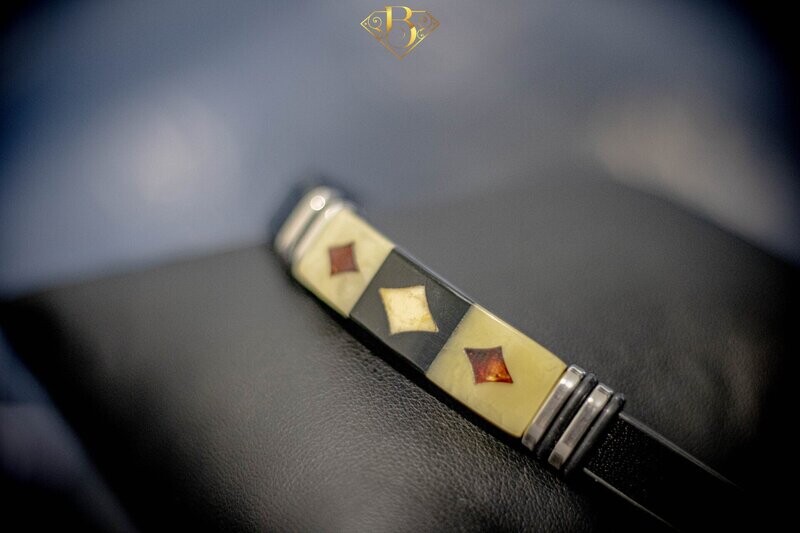 Yellow/Black color Amber Leather (Diamond)