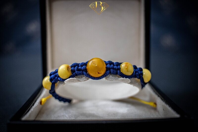 5 Beads Amber Macrame Bracelet (Blue Color)