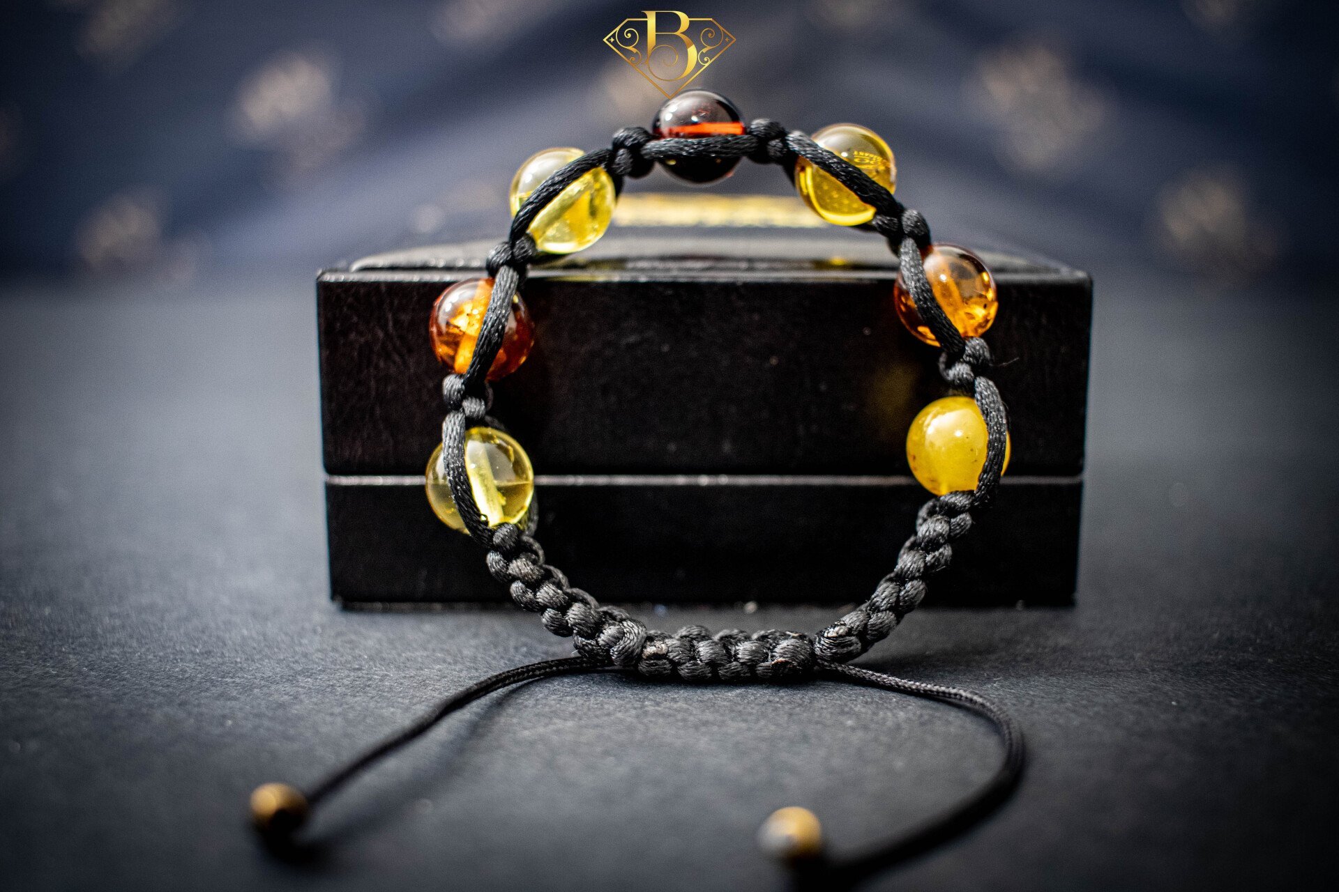 7 Beads Amber Macrame Bracelet