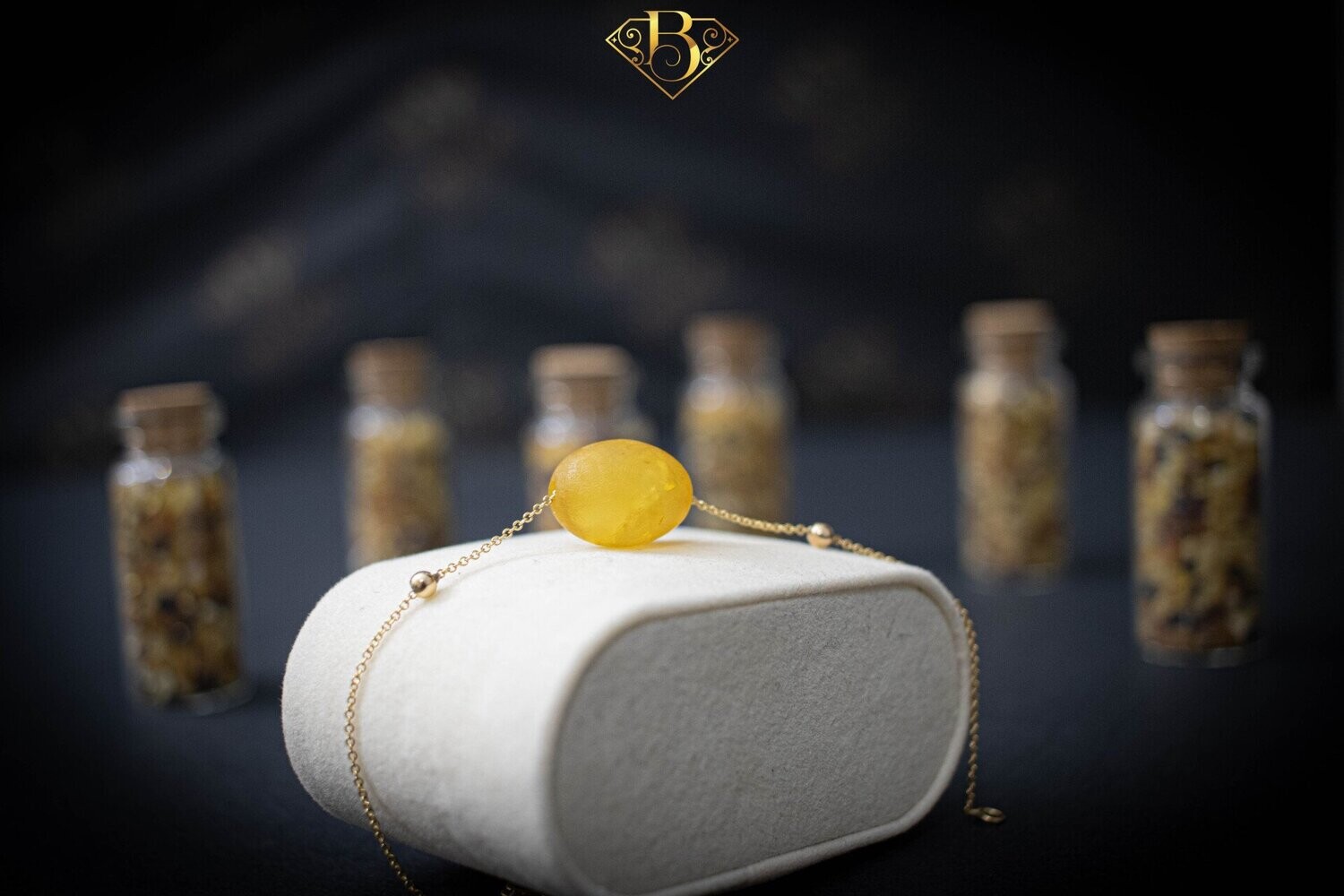 Unpolished Dark Yellow Oval Bracelet