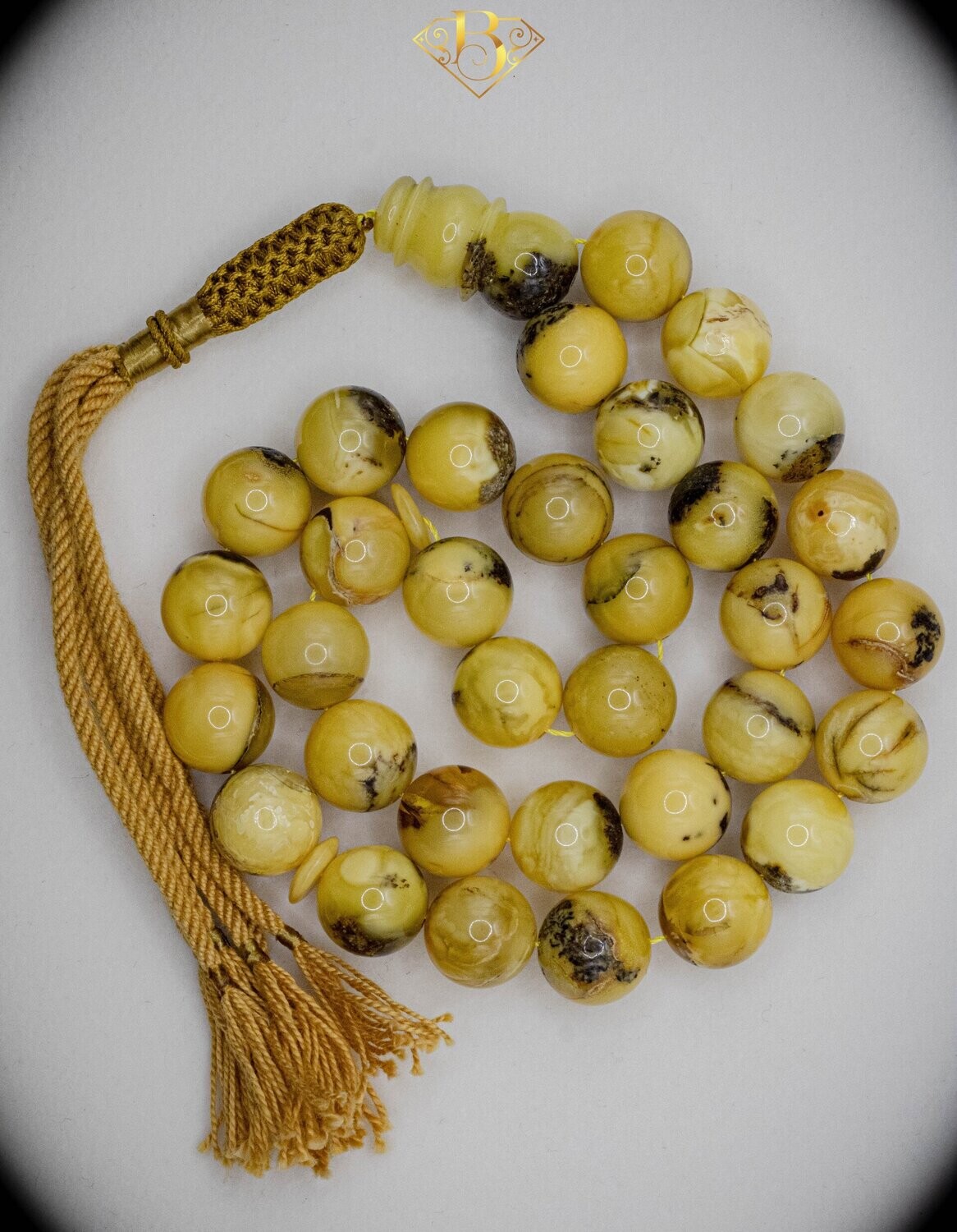 Yellow Inclusion Round Shape Rosary