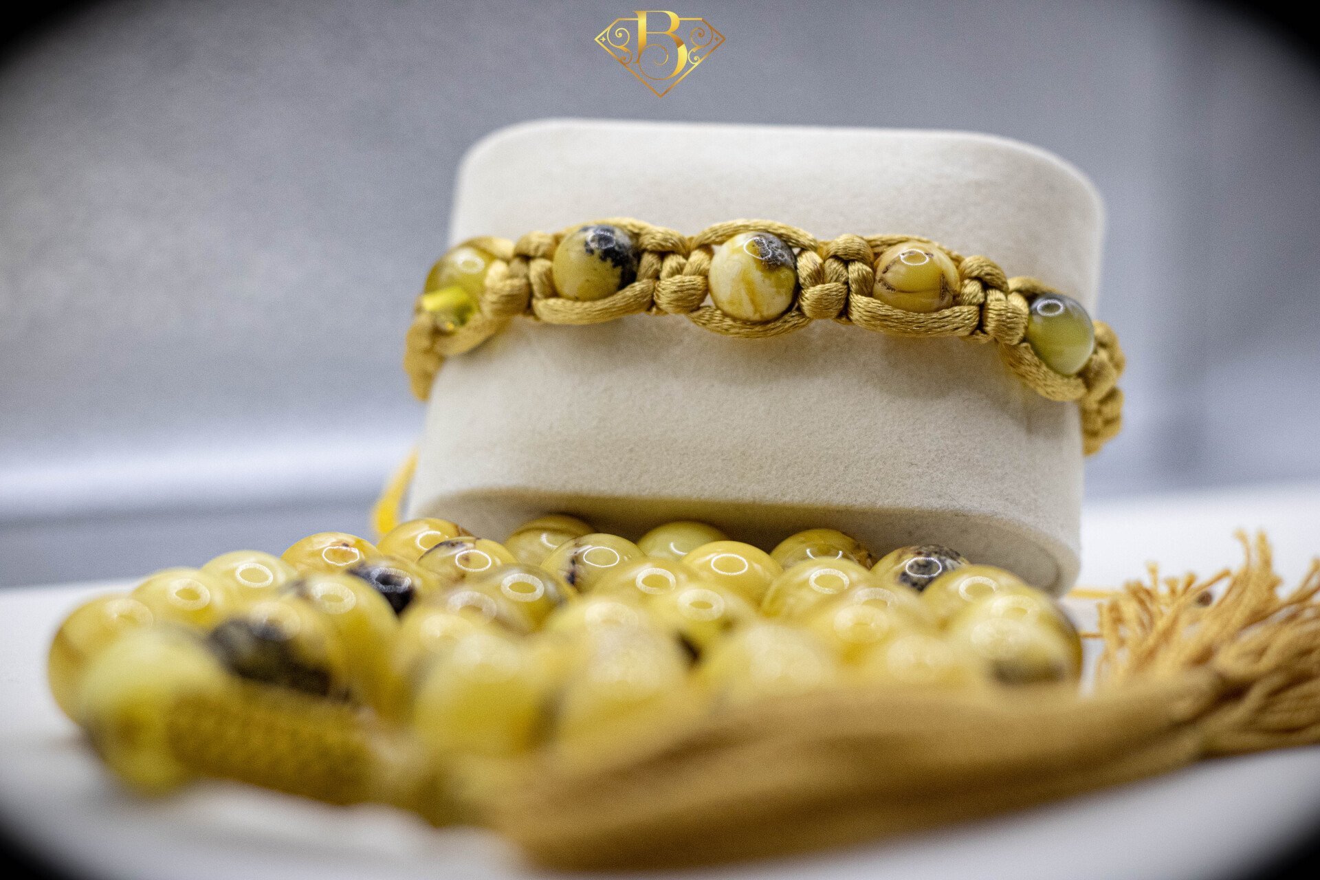 Yellow Inclusion Round Shape Rosary