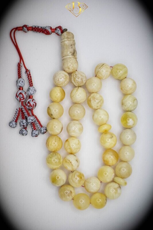 Yellow/White Round Shape Rosary
