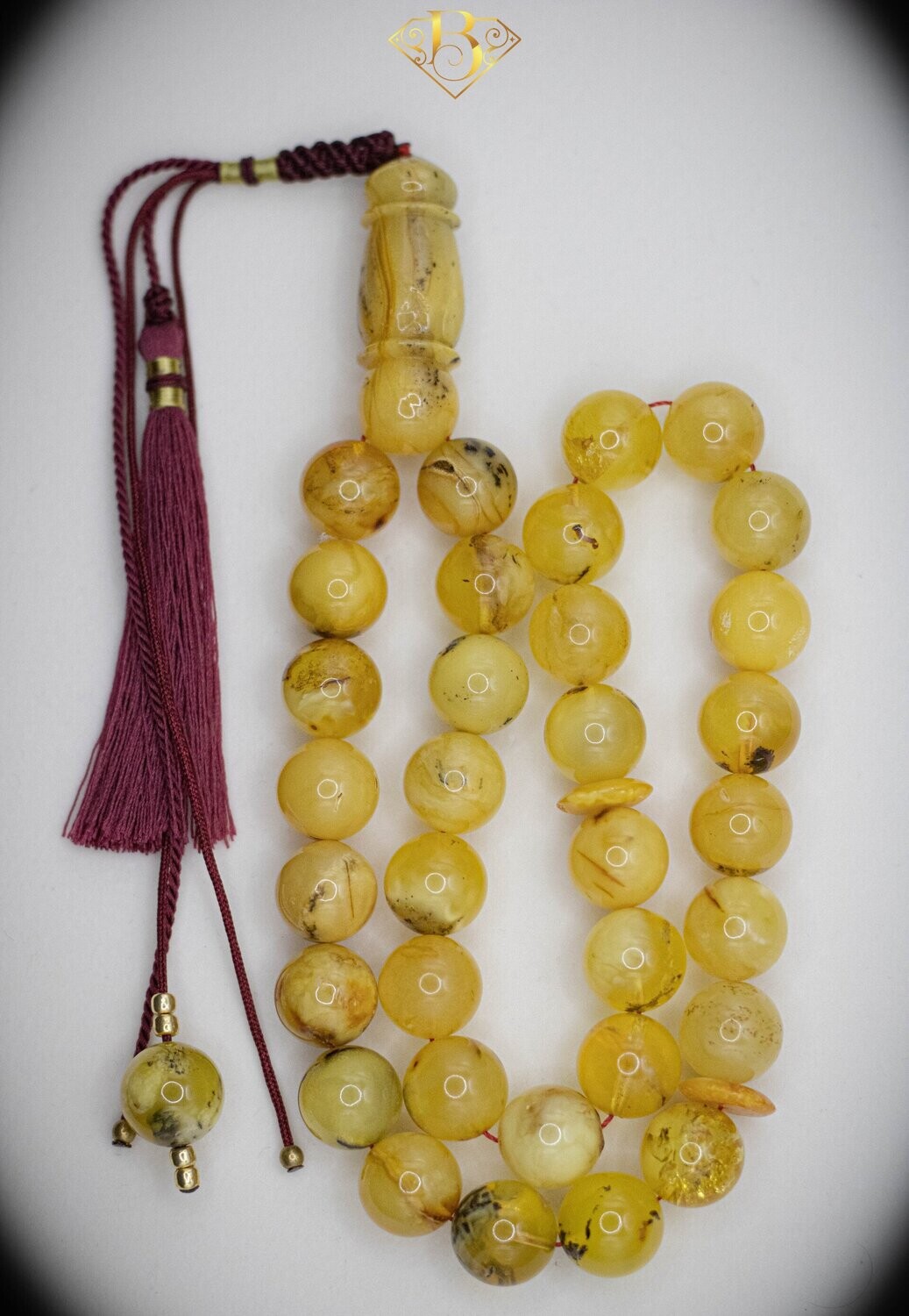 Yellow Inclusion Round Shape 1 Bead Tassel