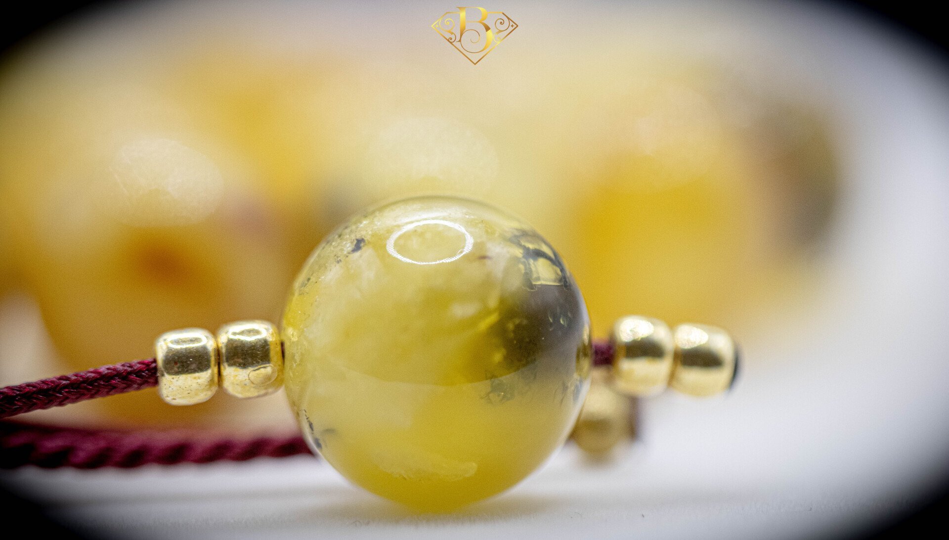 Yellow Inclusion Round Shape 1 Bead Tassel