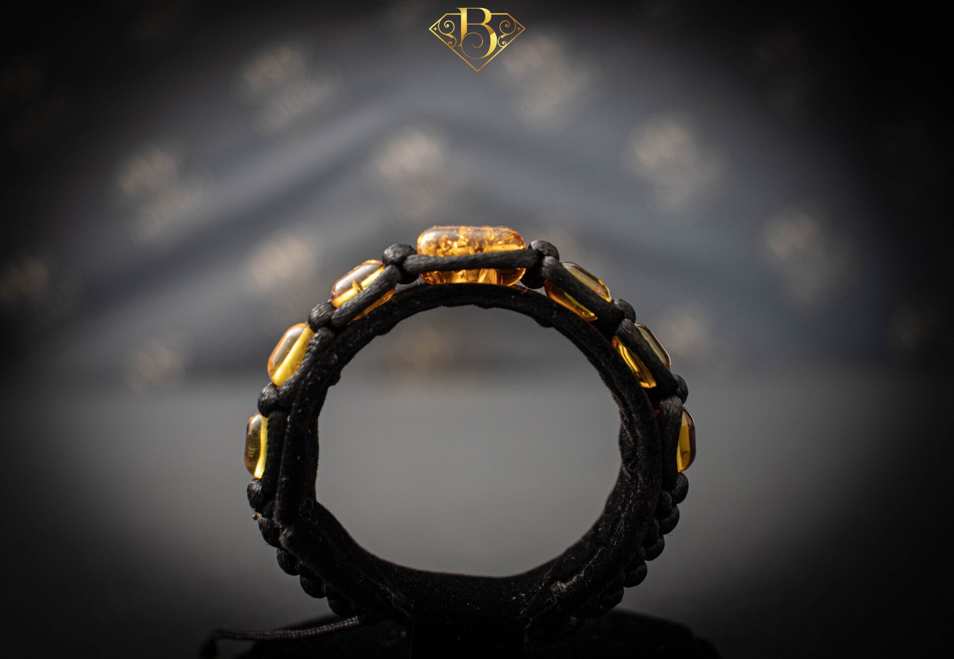 ​5 Beads Amber Macrame Bracelet (Honey)