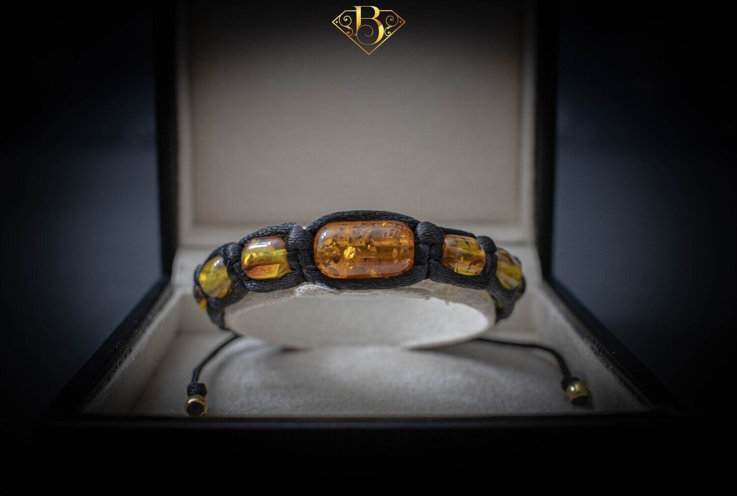 ​5 Beads Amber Macrame Bracelet (Honey)