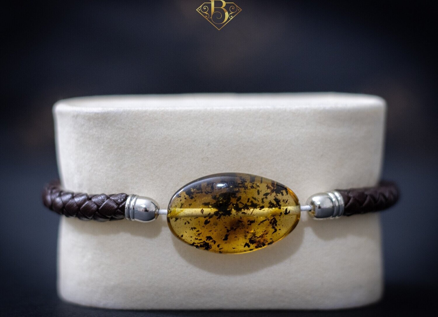Single Big Oval Bead Leather Bracelet (Inclusion)
