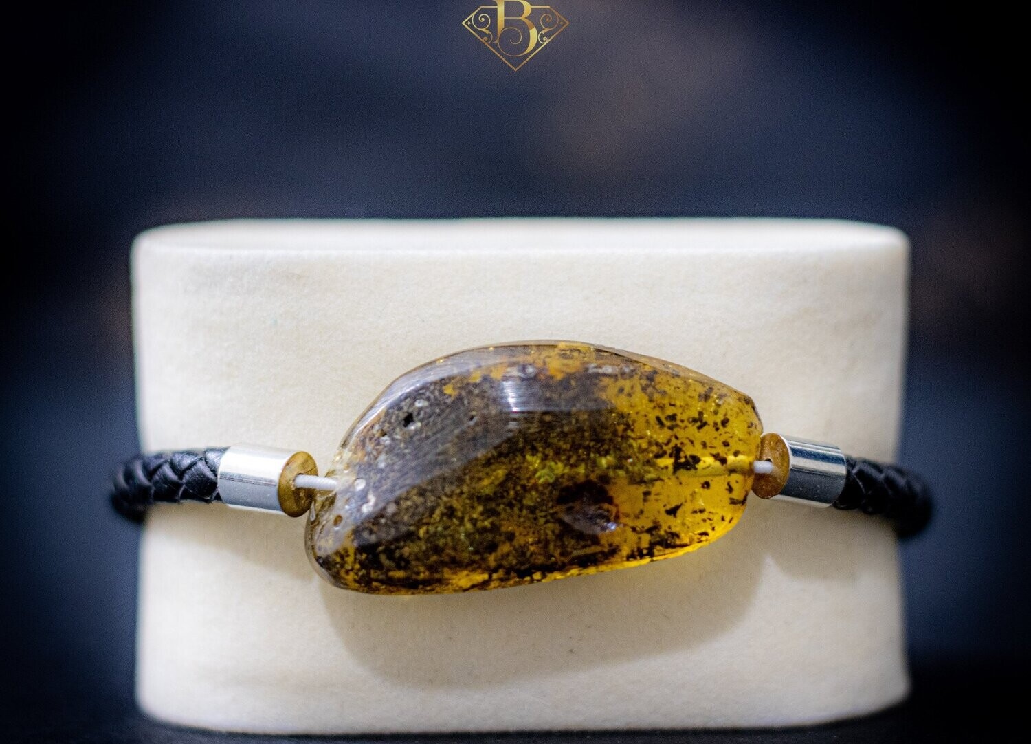 Single Raw Bead Leather Bracelet