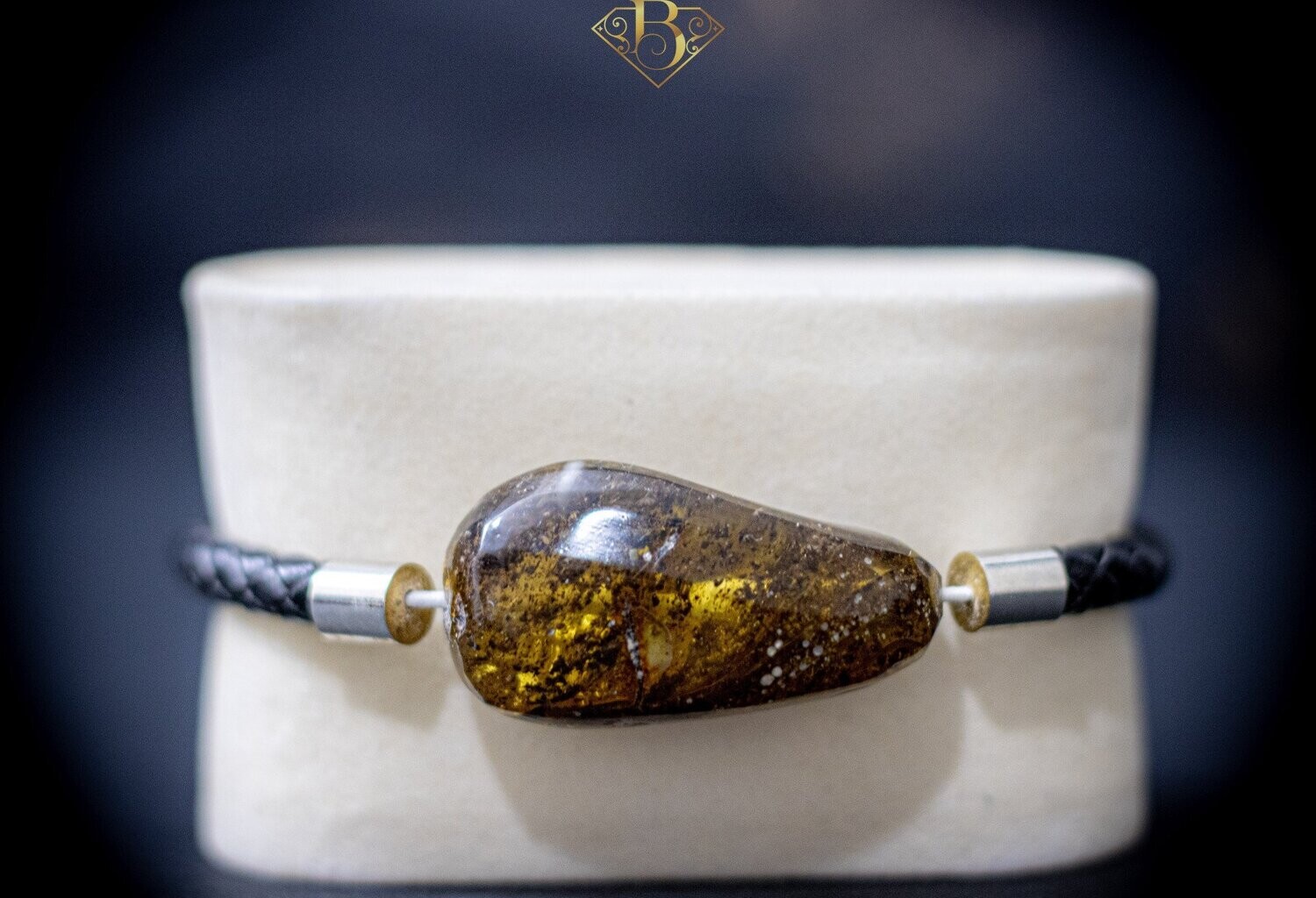 Single Big Bead Leather Bracelet (Green)