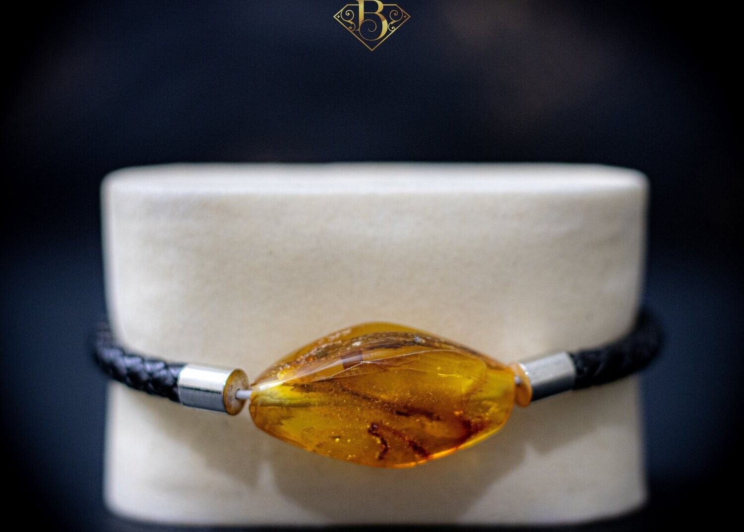 Single Raw Bead Leather Bracelet (Yellow A1)