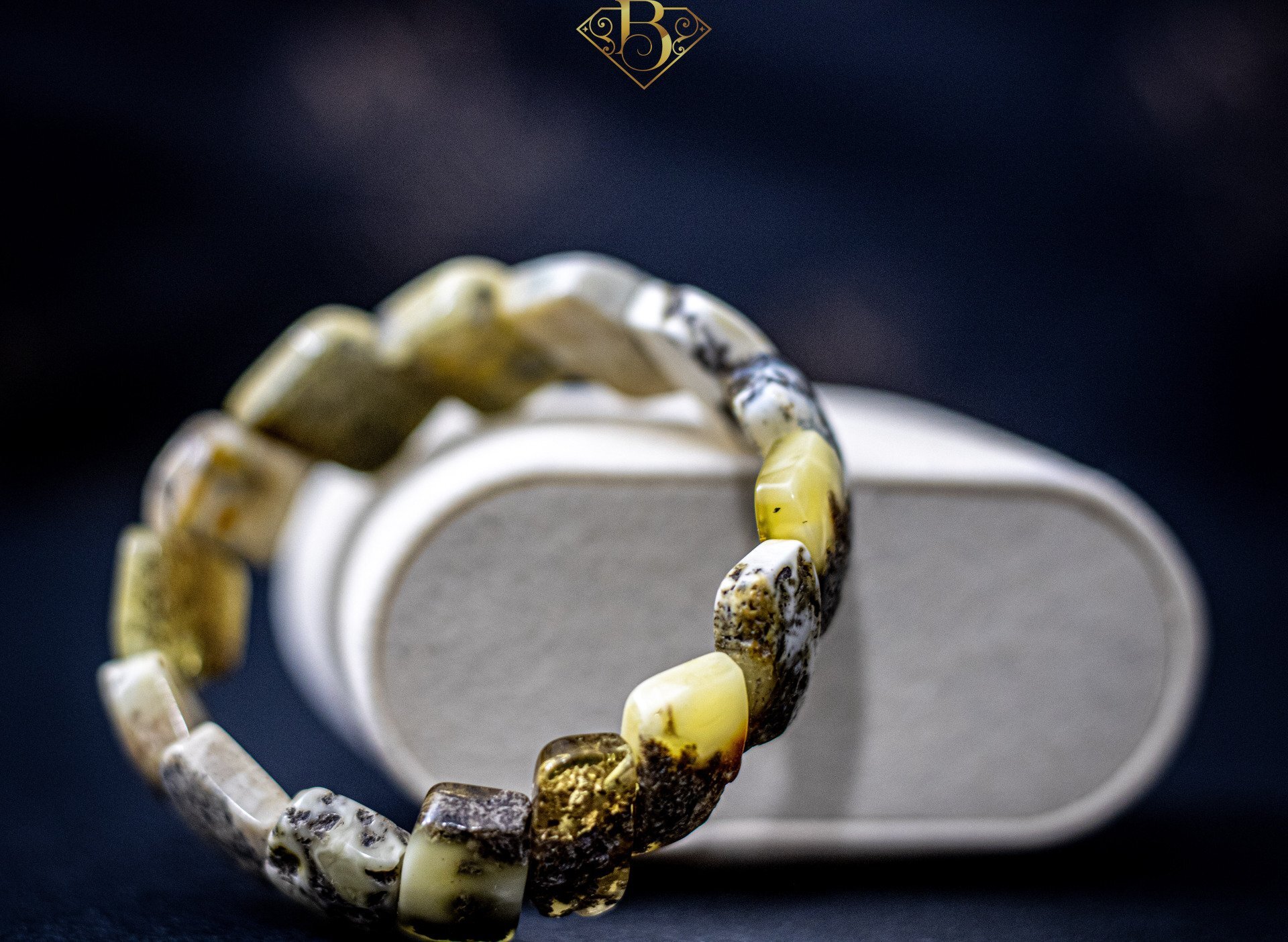 Gray/Yellow Amber Bracelet