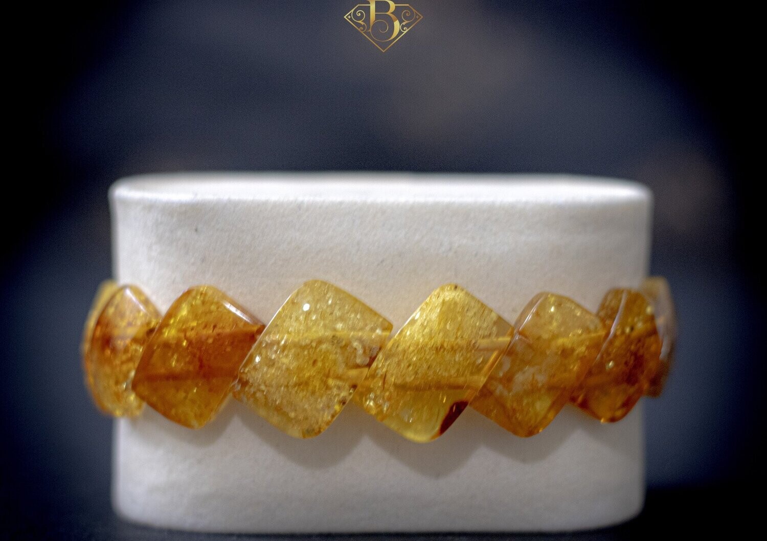 Dark Yellow Glitter Amber Bracelet