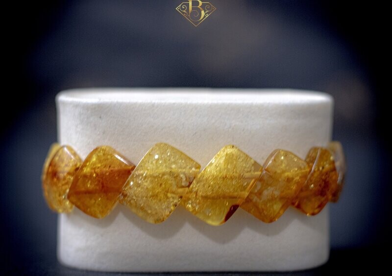 Dark Yellow Glitter Amber Bracelet