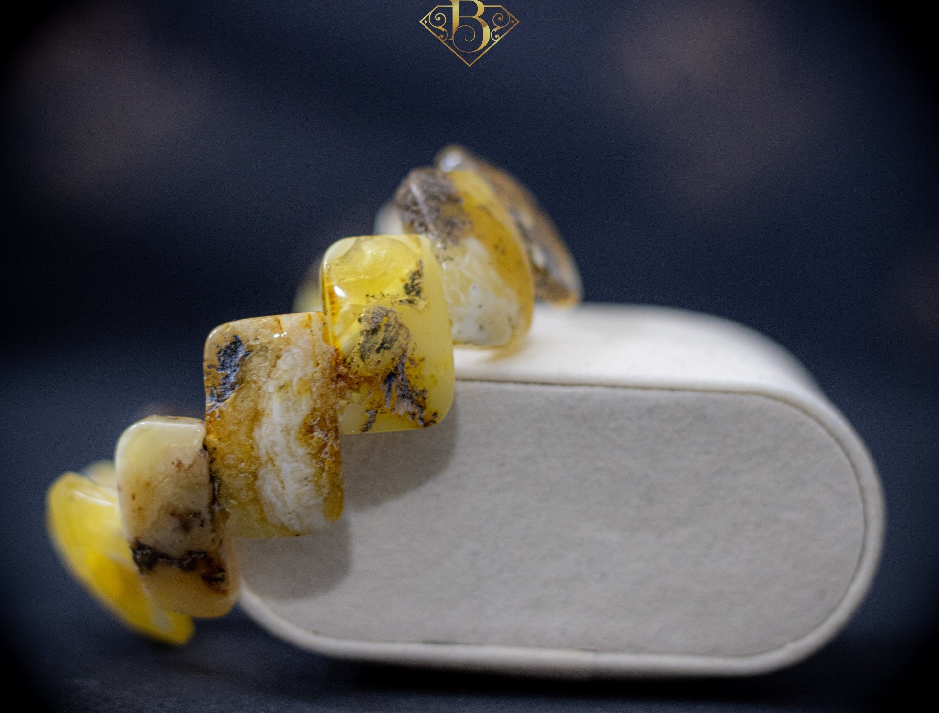 Yellow/Gray Amber Bracelet