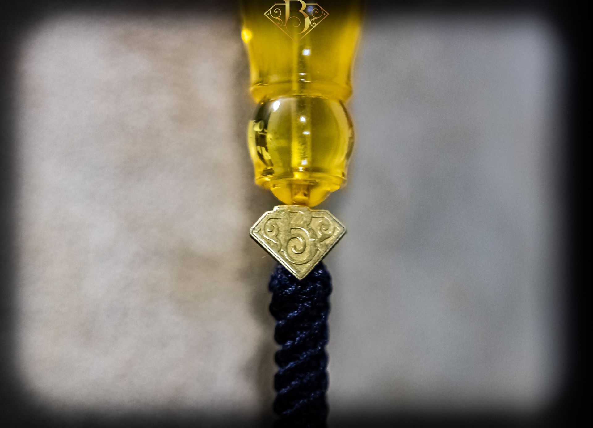 Yellow Color Round Shape Rosary (Navy Tassel)