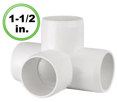 4 Way Tee ( 1-1/2 inch) - Furniture Grade PVC Side Outlet Tee
