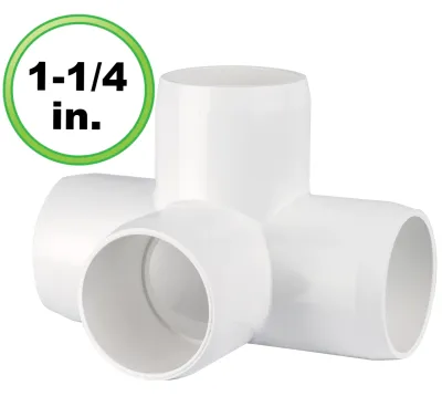 4 Way Tee ( 1-1/4 inch) - Furniture Grade PVC Side Outlet Tee