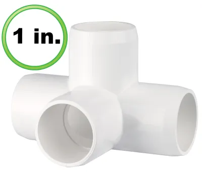 4 Way Tee (1 inch) - Furniture Grade PVC Side Outlet Tee