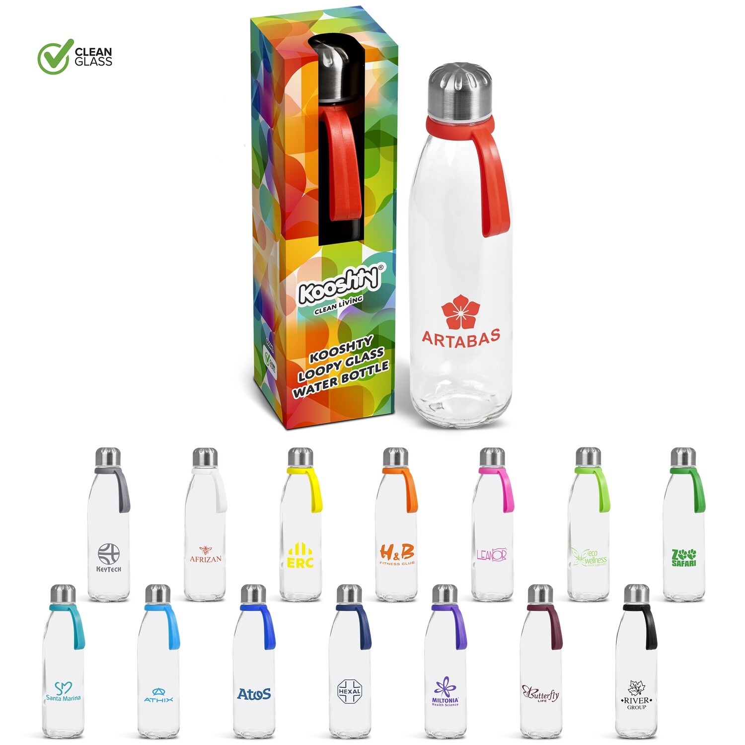 Kooshty Loopy Glass Water Bottle - 650ml