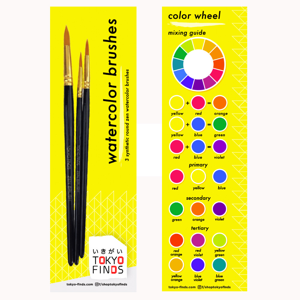 Tokyo Finds Professional Zen Brush Set of 3 for Acrylic Watercolor or Oil