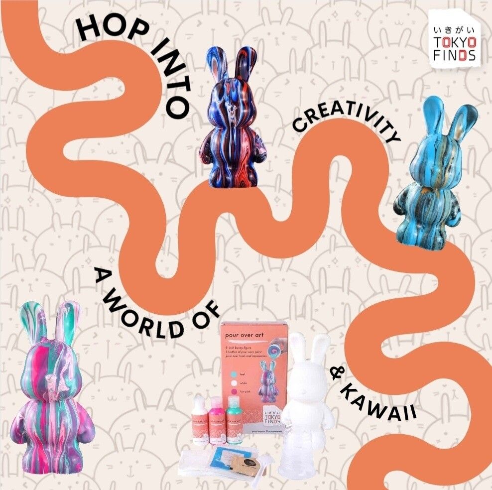 Tokyo Finds Pour Over Art 9 Inch Bunny - TEAL