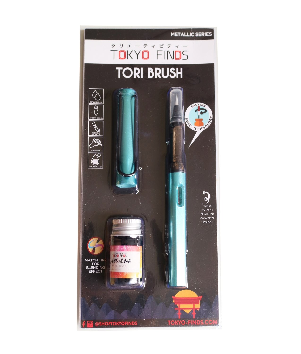 [New] Tokyo Finds Tori Brush Pen Blue (Premium Metallic)
