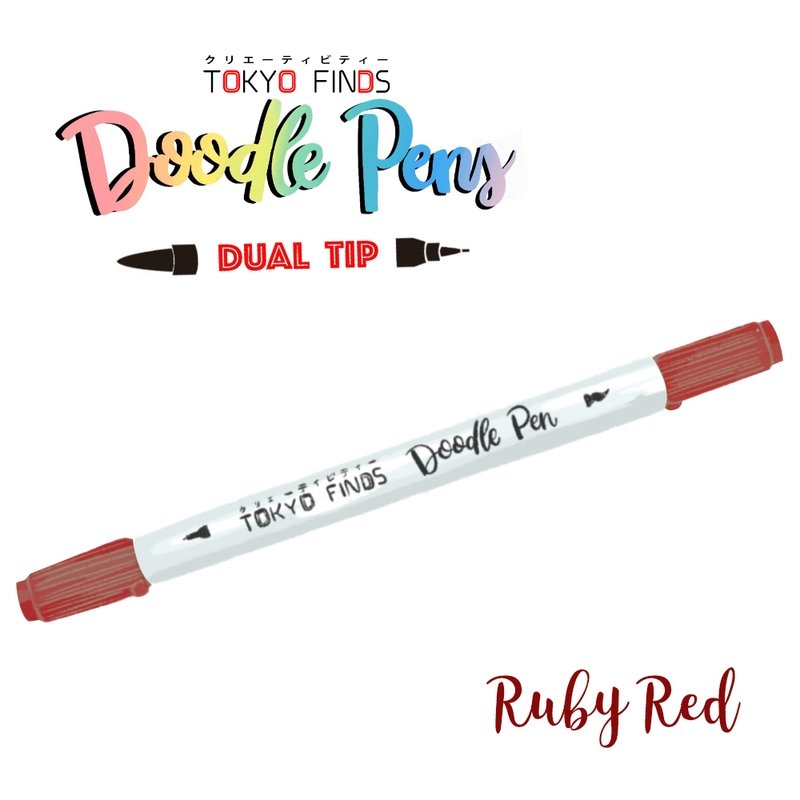 Tokyo Finds 2 in 1 Doodle Pen Ruby Red