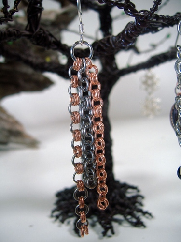 Copper and Stainless Steel Chain Earrings