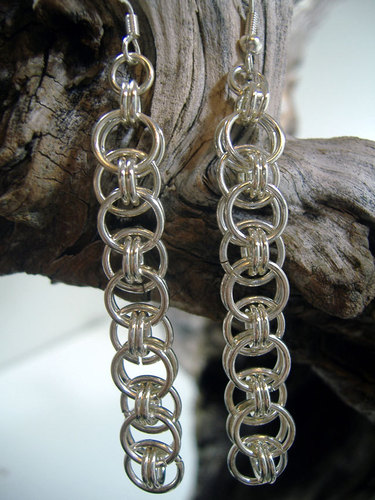 Solid Sterling Silver Helms Chain Earrings