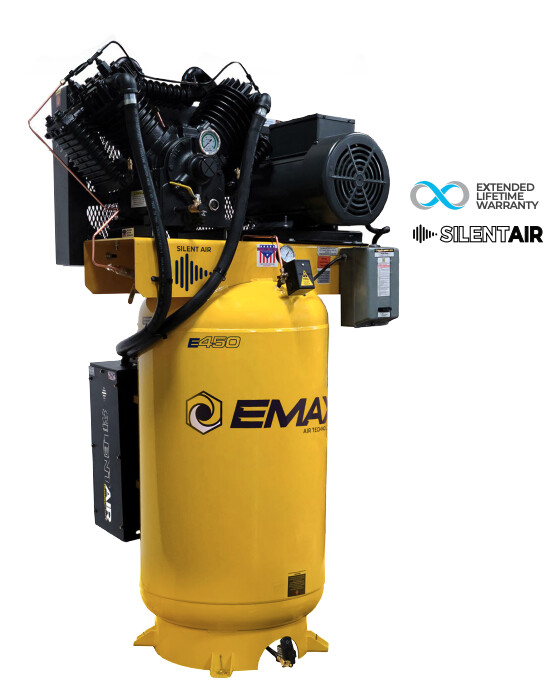 EMAX 10HP, 80 Gallon Air Compressor, Silent Air, 230V 1 Phase
