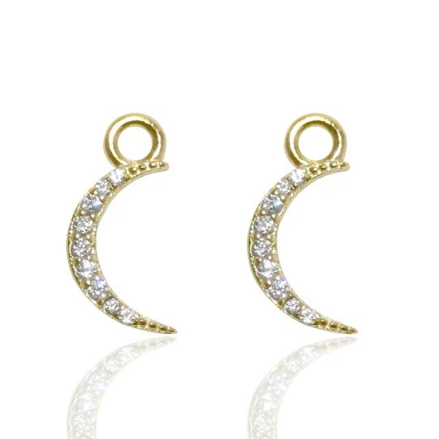 The Crescent Moon Charm SS GP Swarovski Stones