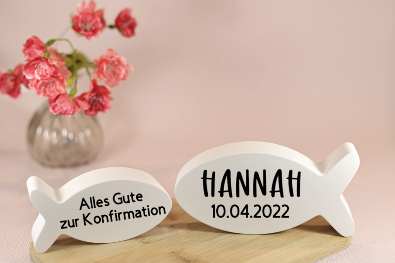 Zur Konfirmation Fische 2er Set personalisierbar Zur Konfirmation Fische 2er Set personalisierbar