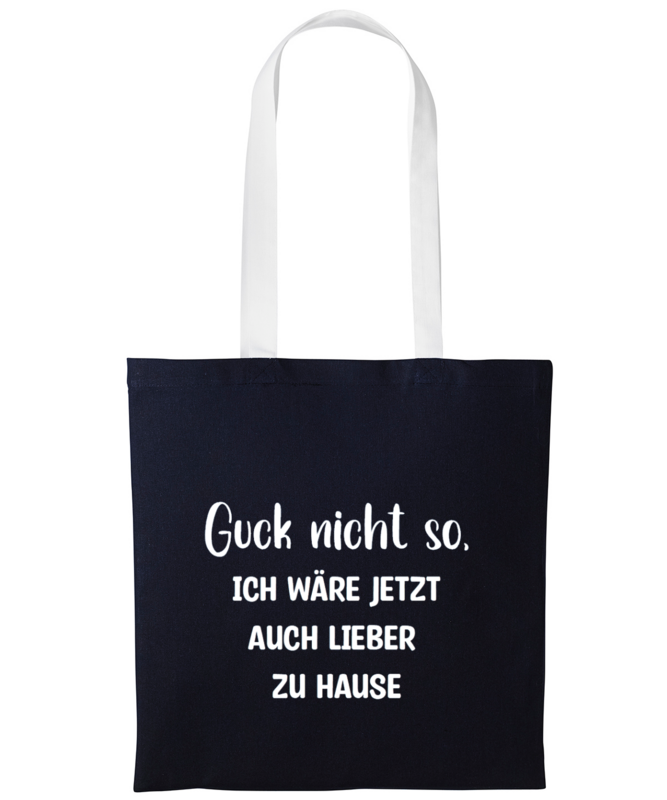 Baumwolltasche Marineblau mit weißen Tragegriffen Baumwolltasche Marineblau mit weißen Tragegriffen