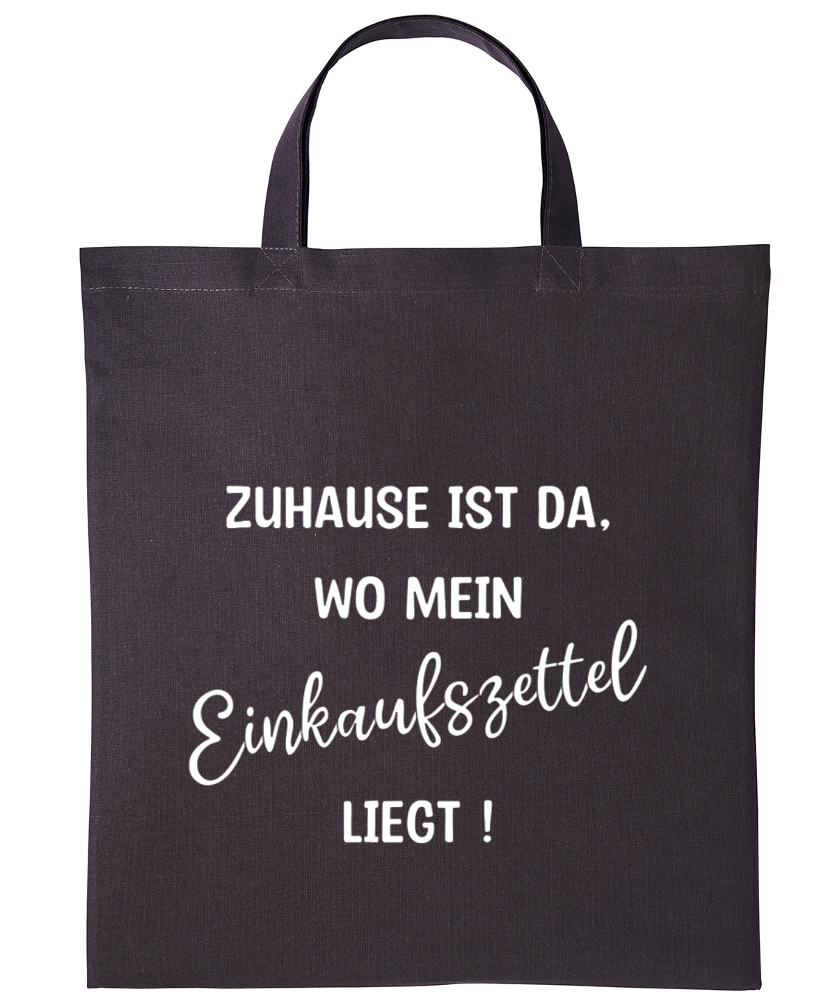 Baumwolltasche Dunkelgraubraun kurze Tragegriffe