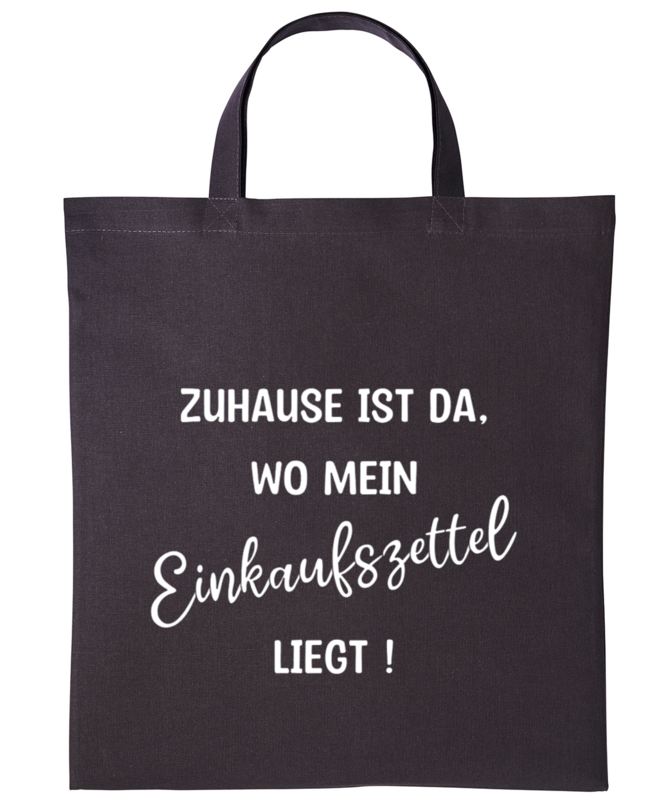 Baumwolltasche Dunkelgraubraun kurze Tragegriffe Baumwolltasche Dunkelgraubraun kurze Tragegriffe
