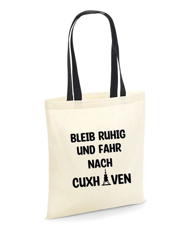 Baumwolltasche mit schwarzen langen Tragegriffen Baumwolltasche mit schwarzen langen Tragegriffen