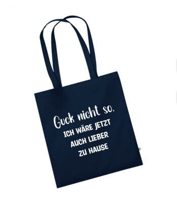 Biobaumwolltasche Marineblau mit langen Tragegriffen Biobaumwolltasche Marineblau mit langen Tragegriffen