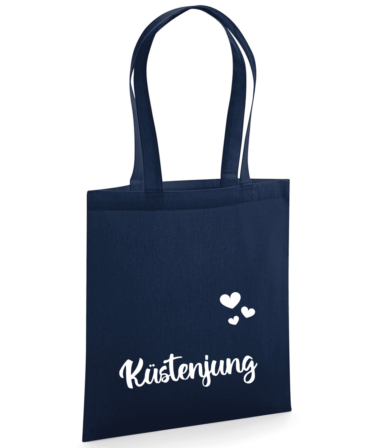 Biobaumwolltasche Marineblau lange Tragegriffe