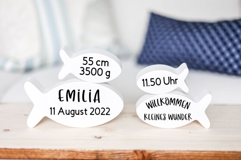 Zur Geburt Fische 4er Set personalisierbar Zur Geburt Fische 4er Set personalisierbar