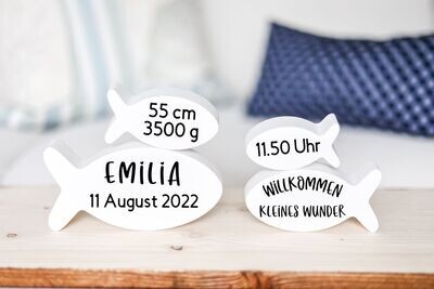 Zur Geburt Fische 4er Set personalisierbar Zur Geburt Fische 4er Set personalisierbar