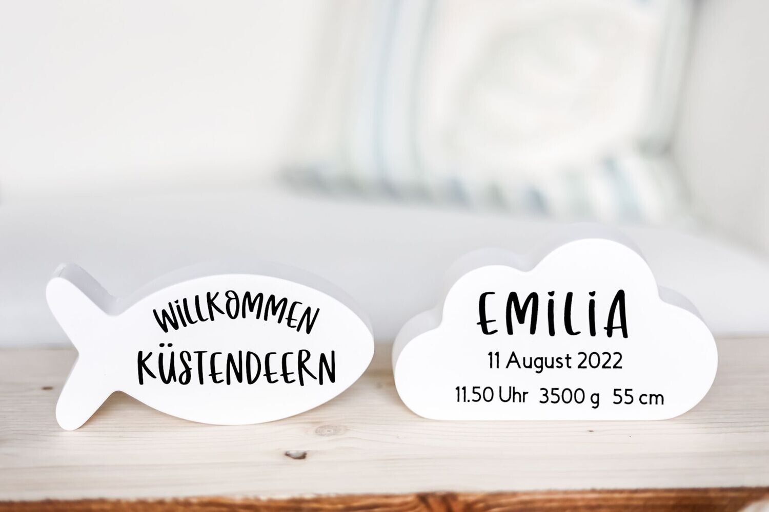 Zur Geburt Fisch und Wolke Set personalisierbar