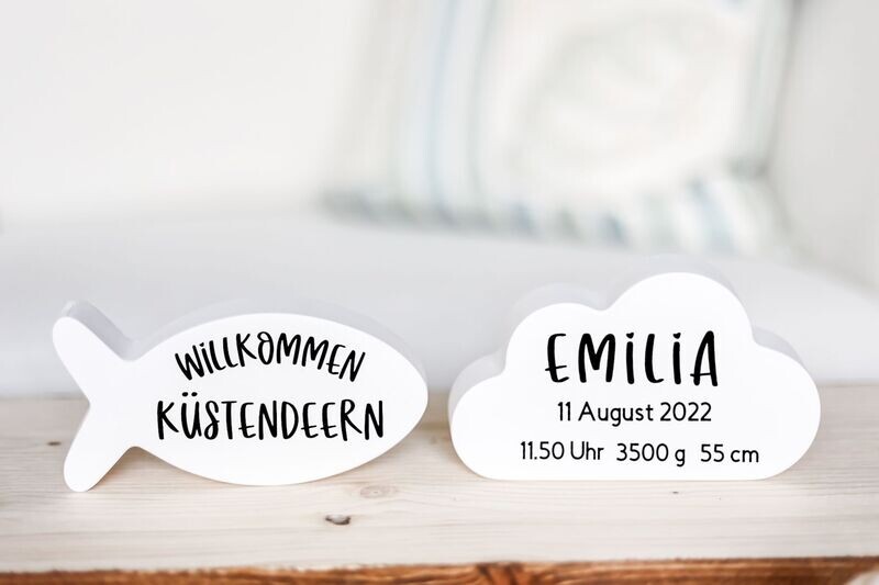 Zur Geburt Fisch und Wolke Set personalisierbar Zur Geburt Fisch und Wolke Set personalisierbar