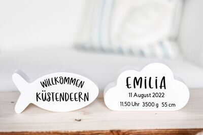 Zur Geburt Fisch und Wolke Set personalisierbar Zur Geburt Fisch und Wolke Set personalisierbar