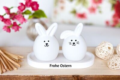 Ostereier mit Hasenohren mit Tablett als Set Ostereier mit Hasenohren mit Tablett als Set