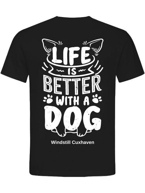 T-Shirt Normal Fit Life is better with a dog beidseitig bedruckt Unisex T-Shirt Normal Fit Life is better with a dog beidseitig bedruckt Unisex
