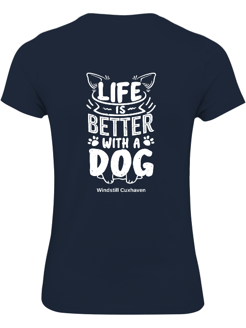 T-Shirt Slim Fit Life is better with a dog beidseitig bedruckt T-Shirt Slim Fit Life is better with a dog beidseitig bedruckt