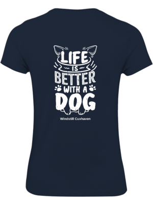 T-Shirt Slim Fit Life is better with a dog beidseitig bedruckt T-Shirt Slim Fit Life is better with a dog beidseitig bedruckt